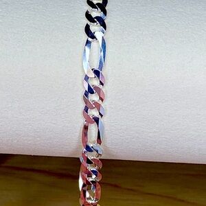 9” 8mm Figaro bracelet 8g 925 Sterling Silver.Italian silver.Men or Women.New